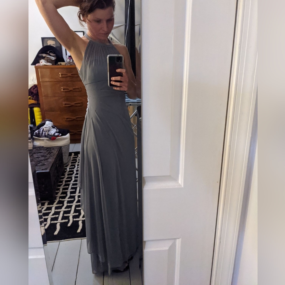 David's Bridal Grey bridesmaids dress